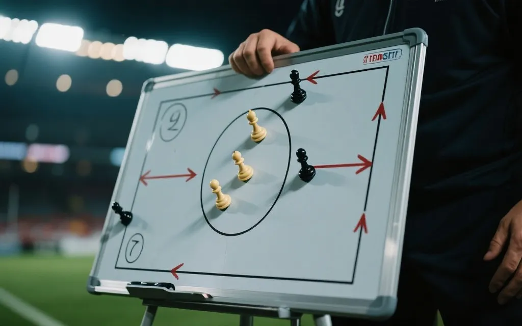 战术板与球员跑位示意的视觉化插图